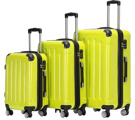 BEIBYE Zwillingsrollen 2048 Hartschale Trolley Koffer Reisekoffer in M-L-XL-Set in 17 Farben (Grün, Set)