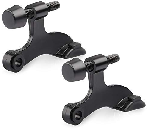 HOMOTEK 2 Pack Hinge Pin Black Door Stopper,Adjustable Deluxe Heavy Duty Door Stopper 2-1/2x1-3/4”,with Black Rubber Bumper Tips