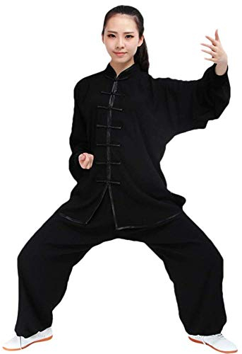 SCDXJ Tai Chi Kleidung Baumwolle Seide Männer Und Frauen Praxis Kleidung Kampfsport Kleidung, Schwarz , Medium