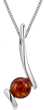 Copal Damen Bernsteinkette Sterling-Silber 925 Blickfänger Anhänger honigfarben Geschenkverpackung Geschenke für Mama
