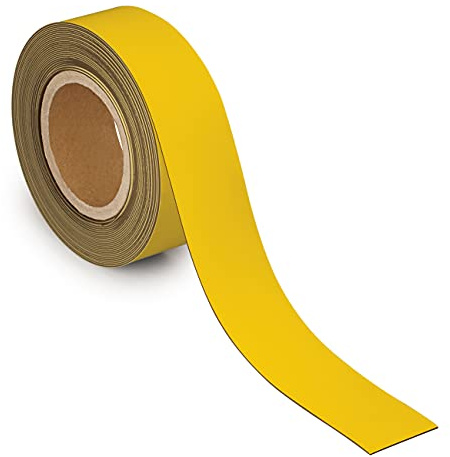 MAUL Cinta de identificación de 50 mm x 1 mm, cinta rotulable con parte trasera magnética, versátil para oficina, taller, almacén y cocina, se puede cortar individualmente, 10 m de longitud, amarillo