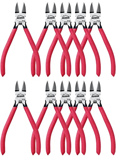 HOUSERAN Pince Coupante,10 Pack, Pince-Coupante de File,152cm, Pinca Coupantes Diagonale, pour Maquette, Artisanat Et Electronique, Rouge