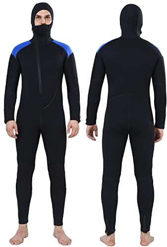 DEHAI 5mm Wetsuit Mens Neoprene Diving Wet Suits Long Sleeve Back Zipper Full Body Thermal Swimsuit in Cold Water Keep Warm for Swimming Scuba Surfing