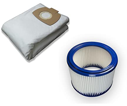10 Filtersäcke Kallefornia K911 und 1 auswaschbarer PES Filter K704A geeignet für Nilfisk AERO 21-01 PC/Inox Microvlies Staubsaugerbeutel der Staubklasse L mit Staubverschluss Vliessäcke Filtersack