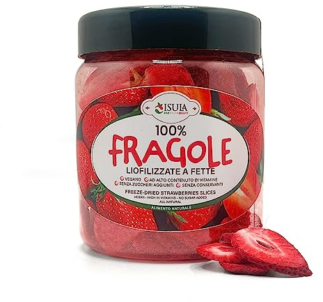 Fragole fresche liofilizzate 100% Italiane-Snack dolci senza zucchero-frutta fresca liofilizzata-frutta secca per pasticceria gelateria cocktail