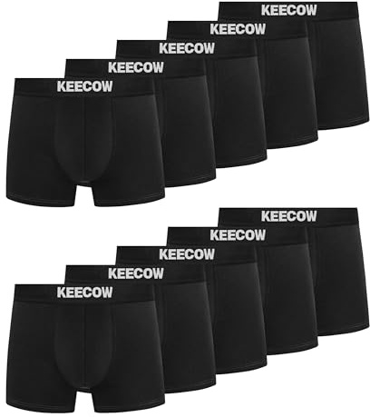 Bobelle Mens Boxers Shorts Multipack, No Itchy Labels Cotton Comfortable Underwear Trunks Underpants with Elastic Waistband - 10 Pack, Black, 3XL