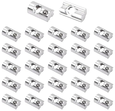 Dokeno M8 T-nut, 25 Stücke M8 Gewinde Nutensteine T Muttern Hammerkopfmutter mit Zentrierung Kugel Kohlenstoffstahl Schiebe T Nut Mutter für Aluminiumprofil-Extrusionsschlitz
