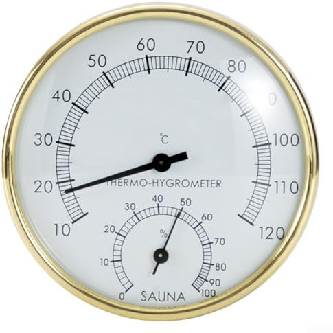 Thermomètre et hygromètre pour sauna, 2 en 1 en métal pour sauna, température ambiante, compteur d'humidité et de température, cadran facile à lire pour la mesure