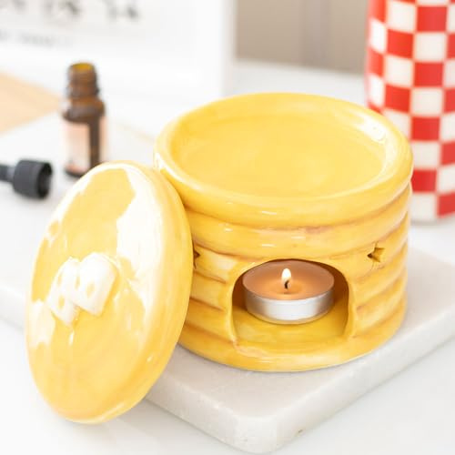 Pancake Stack Oil Burner | Syrup Look Ceramic | Star Cut-Out Design | Quirky Kitchen Decor | Tealight Holder | Wax Melt Burner