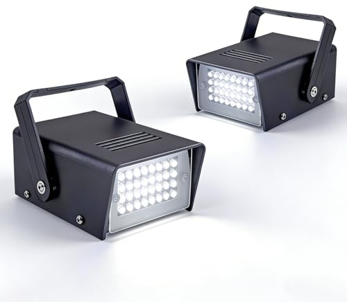 2 Paquetes Mini Luz Estroboscópica con 32 LED Blanco Estroboscopio para Fiestas en Casa, Halloween Luces de Flash para Discoteca