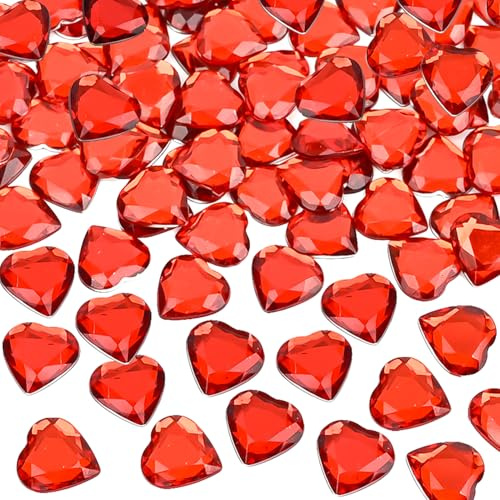 200 Pcs Wedding Table Decoration, Ruby Wedding Confetti Heart Table Confetti for Wedding Engagement Anniversary Banquets Decoration (Red)