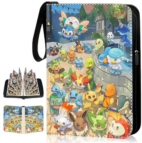 Lnxquizzic, album da collezione per carte, 55 pagine, capacità di 440 carte, album da collezione, raccoglitori per carte, quaderno porta carte, porta carte impermeabile e portatile, regalo per bambini