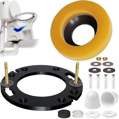 NEEXAN Toilet Flange Repair Kit with Wax Ring and Bolts, Fits 3-4 in Drains