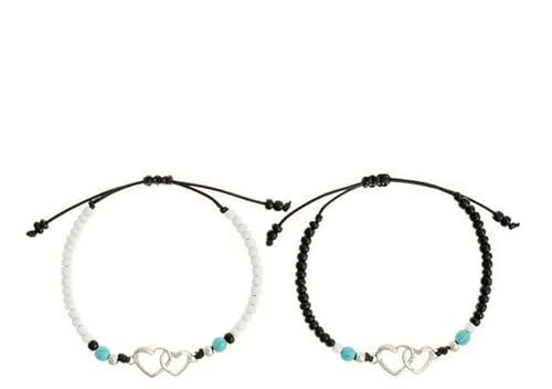 Generisk vänskapskedja för 4 high-end hjärtformade flätade vristlänkar moderna kvinnor vristlänk snöflinga halsband (vit, en storlek)