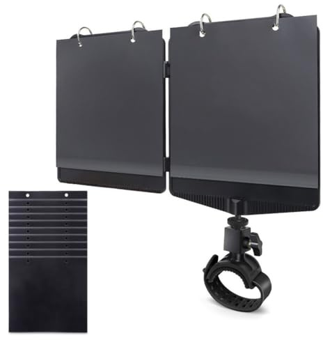 Helilyco Porta musica regolabile per clarinetto, oboe e tromba, struttura in metallo e ABS, cartellina a libro, può contenere fino a 10 pagine, nero
