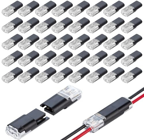 Lot de 40 Connecteur Etanche 2 Fils, Connecteurs de Voiture à 2 Broches Connecteurs, Connecteur Electrique 12v, Adaptés aux Câbles 18-22 AWG, pour Éclairage LED et Électronique Automobile