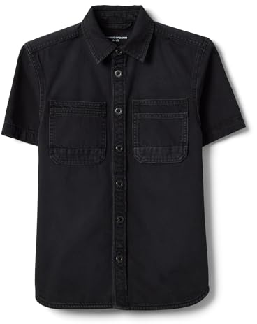 OVS Kids Camicia in Puro Cotone Denim Nero da Ragazzo Oversize Fit con taschini