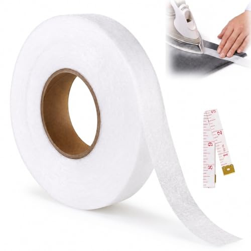 Noa Home Deco Cinta Termoadhesiva para Dobladillos 64 m x 20 mm Blanca con Cinta Métrica, Adhesivo Textil sin Coser, Lavable, para Pantalones, Cortinas, Ropa y Arreglos de Costura