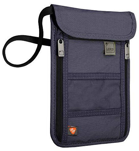 Lewis N. Clark Stash Neck Travel Wallet | RFID Blocking Passport Holder | Protect Personal Information | Navy
