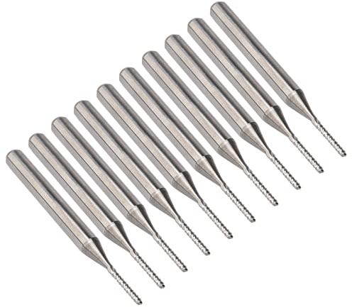 Pxyelec 10PCS 1.0mm Wolfram Stahl Hartmetall Schaftfräser Gravur Bits Fräsmaschine Router Bits für Glas PVC MDF Holz CNC Maschine Gravur Schnitzen