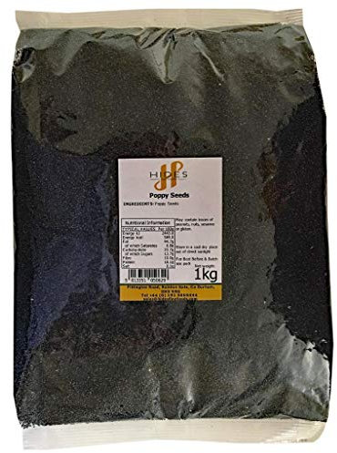 Hides Fine Foods - Poppy Seeds 1kg - GMO Free - Suitable for Vegetarians - Baking - Bread - Rolls - Muffins - Cakes - Pastries - Breakfast - Salads - Seed Mixes