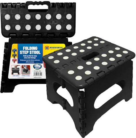 Folding Handy Step Stool - For Bathroom, Kitchen, Toilet, Office, Home Storage Collapsible Multi Use | One Step Fold Plastic Stool, Portable Footstool, Holds Upto 120kg