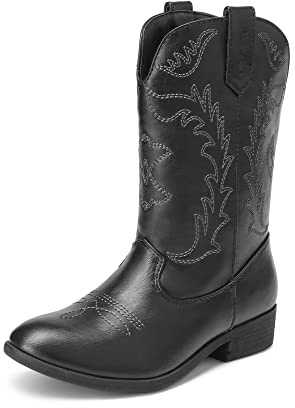 DREAM PAIRS Botas de Vaquera para Niñas,Size 31,Negro