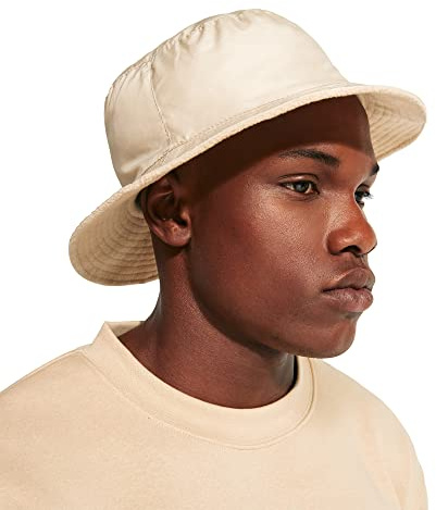 Gorra Bob Reversible - Sombrero Estilo Pescador Exterior de Nylon e Interior en Forro Polar, idóneo para Lluvia y frío 60Ø (Arena)
