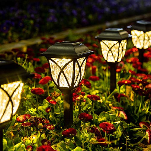 GIGALUMI 8 Pack Solar Lights Outdoor Waterproof, LED Solar Garden Lights, Outdoor Decorations, Garden Decor for Yard, Patio, Landscape, Planter, Walkway (Warm White)