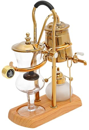 SABUIDDS Belgiska/Belgien Family Balance Siphon Kaffebryggare 400 ml - Vakuum Sifon Set för 4 Koppar Kaffe och Te, Vintage-Design, Guld