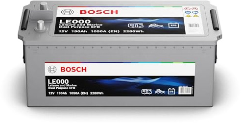 Bosch LE000 Starterbatterie 190 Ah, 1050 A, 12 V, EFB-Technologie, geeignet für Boots- und Freizeitanwendungen (Wohnmobil, Wohnwagen, Marine etc.)