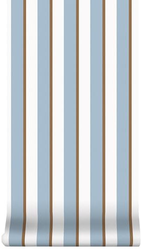 Superfresco Easy Papier peint intissé rayures Stripe 1005 x 52cm Bleu, blanc, marron | Revêtement Mural, Tapisserie | Ambiance Facile à poser et à enlever