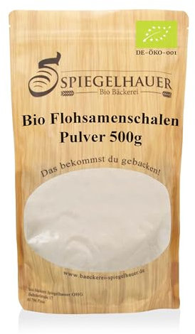 Bio Flohsamenschalen PULVER 500g – 99,5% Reinheit I Flohsamenschalenmehl low carb - indische Flohsamen- Schalen gemahlen ballaststoffreich