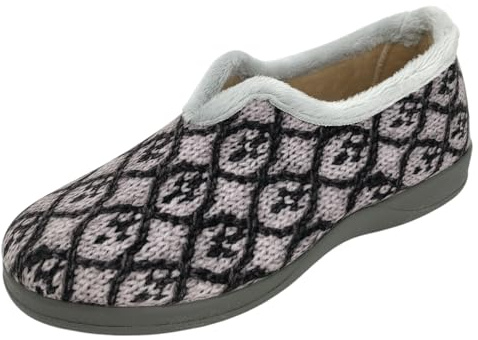 J. Ruiz calzados JR Zapatillas Casa mujer invierno (Gris Estampado, Sistema tallas calzado EU, Adulto, Mujer, Números, mediano, 40)