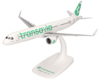 Herpa Avion Miniature Snap-Fit Transavia Airbus A321neo - PH-YHZ, Miniature à l'échelle 1:200, pièce de Collection, modèle avec Support, Plastique