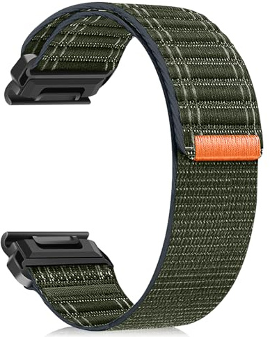 ZoRoll 20 mm QuickFit nylonarmband, kompatibelt med Garmin Fenix 8/7S Pro Solar/7S/6S/5S, kardborreband, elastriskt armband för kvinnor/män, Garmin Descent Mk3S/Mk2S - grönt