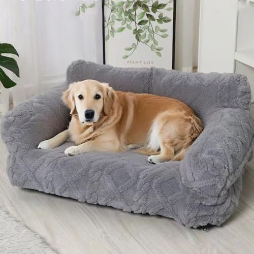 KunpengZen Hundesofa & Katzensofa – Flauschiges Hundebett Kleine Hunde, Waschbares Katzenbett mit Rutschfester Unterseite, Grau 65x45cm, Weiche Katzencouch für bis 7KG Katzen