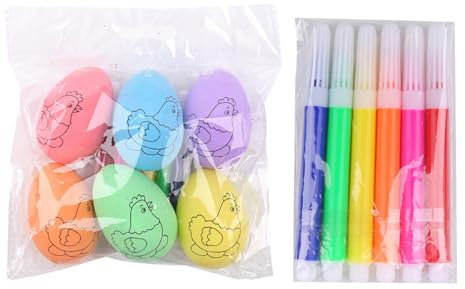 Pintura de huevos de Pascua, kit de manualidades, juego de tinte de huevo auténtico de 2.36 x 1.57 pulgadas, incluye 6 colorantes, divertidas herramientas de decoración para cestas de caza de Pascua