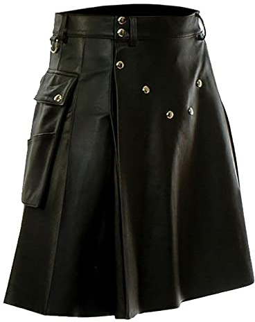 Generico Kilt Multiuso da Uomo in Finta Pelle, Taglie Forti, Ibridi, Scozzesi, A Vita Alta, Vintage, con Tasche Retro
