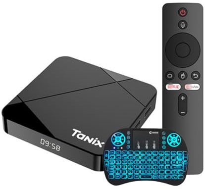 2025 Smart TV-box Android 14.0, fyrkärnig 64-bitars processor, stöd för 4K 8K HD 3D-video, WiFi6 5GHz/2.4GHz dubbel WiFi Android-boxar med mini trådlöst tangentbord,2gb+16gb