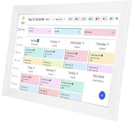 CCYLEZ Calendario Digital Grande de 15.6 Pulgadas, Organizador Familiar de Pantalla Táctil Inteligente, Tablero de Planificadores de Comidas de Tareas de Borrado Seco Reutilizable, WiFi (Enchufe de