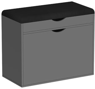 Vicco Banco para Zapatos Schufy, Antracita, 60 x 51 cm con 2 Compartimentos, con Asiento Acolchado Desmontable para facilitar la Limpieza