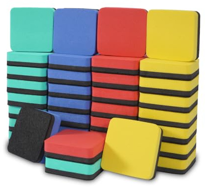SITHON Magnetisk whiteboard svamp, 5 x 5 x 1,5 cm whiteboard suddgummi torkare svamp för klassrum kontor och hem (36 stycken)