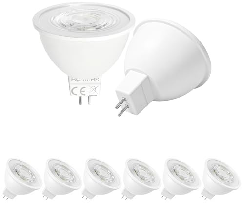 KEJIYILT Faretti led 12V Lampadine LED GU5.3 MR16, 7W(Equivalenti a 65W), 650 Lumen,Non Dimmerabile, Faretti LED 12V con Angolo del Fascio di 38 Gradi, Pacco da 6 (4000K)