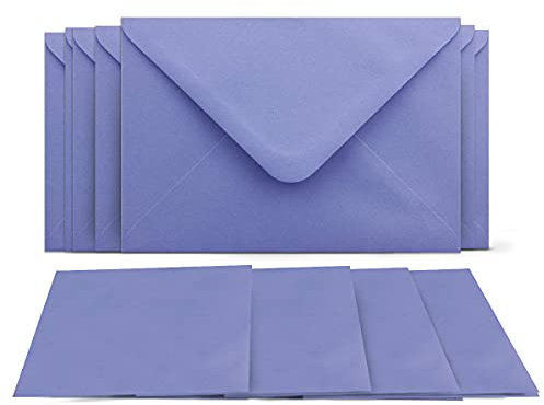 25 Klappkarten mit Umschlägen Set Lila (Violett) - DIN A6 Blanko Doppelkarten 14,8 x 21 cm (160 g/m²) - DIN C6 Umschlag 11,4 x 16,2 cm (100 g/m²) Nassklebung - Grußkarten Einladungskarten Hochzeit