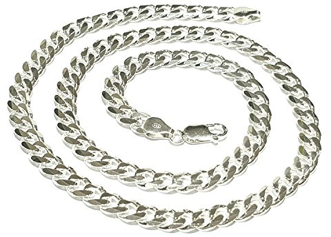Treasure Bay 7mm Massive 925er Silber Panzerkette für Herren, Längen 46cm, 48cm, 50cm, 52cm, 55cm und 60cm, Herren Silberkette Halskette (48)