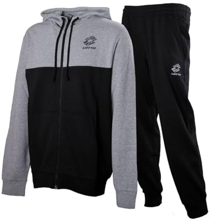 Lotto Tuta Uomo in Felpa Estiva, Completa, Tuta Sportiva Uomo, Morbida per il tuo massimo comfort (8023 FELPA GRIGIA PANT. NERO, 5XL)