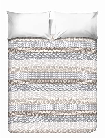 PENSIERI DELICATI Copriletto Matrimoniale 260 x 280 cm, Telo Singolo 100% Cotone Pique, Ideale Come Arredo, Coperta Salva Letto 2 Piazze, Fantasia Azteco Beige, 100% Made in Italy
