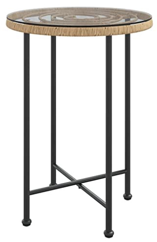vidaXL Mesa de Comedor Mueble Patas Cocina Comedor Patio Jardín Terraza Balcón Exterior Aire Libre Hogar de Vidrio Templado y Acero 55 cm