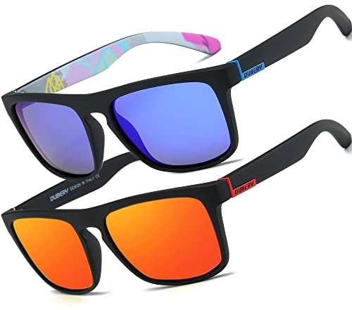HGDGears Gafas de sol polarizadas para hombres mujeres conducción ciclismo pesca retro gafas de sol protección UV, (Azul oscuro+Rojo)